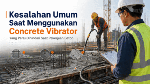 Supervisor reviews the use of concrete vibrator on concrete work to avoid consolidation errors