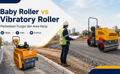 Baby Roller dan Vibratory Roller pada area kerja proyek dengan skala dan luas pemadatan berbeda