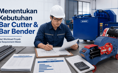 Engineer memeriksa workload proyek untuk menentukan kebutuhan bar cutter dan bar bender