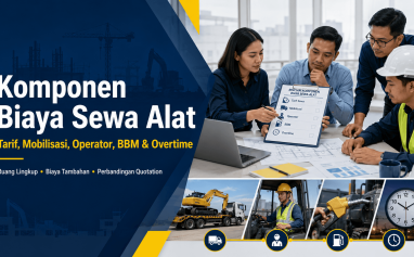 Tim procurement membandingkan tarif, mobilisasi, operator, BBM, dan overtime dalam quotation sewa alat konstruksi