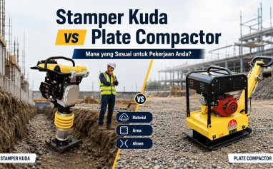 Perbandingan Stamper Kuda dan Plate Compactor pada area pemadatan proyek dengan kondisi kerja berbeda